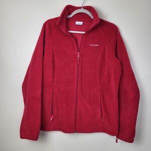 Columbia Full Zip Fleece Jacket Cardigan Outerwear Red Women's Size Large‎